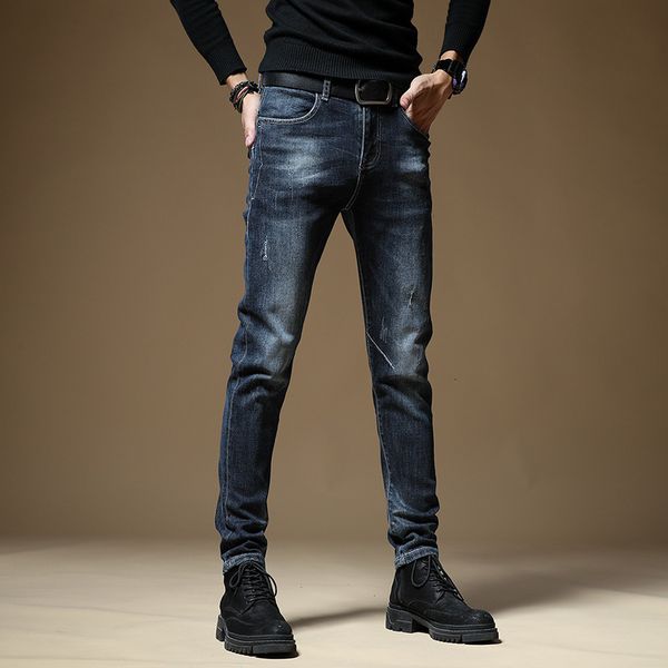autumn and winter new stretch slim fit jeans men's pants korean version leggings 915, Blue