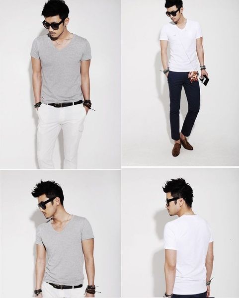 new slim t-shirts pure color o/v-neck short sleeve fashion men's summer tee shirts slim fit plain muscle tee, White;black
new slim t-shirts pure color o/v-neck short sleeve fashion men's summer tee shirts slim fit plain muscle tee, White;black