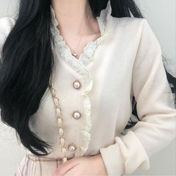 autumn winter womens and blouses long sleeve v neck lace trim single breasted korean chic ladies blusas vintage vestidos, White
autumn winter womens and blouses long sleeve v neck lace trim single breasted korean chic ladies blusas vintage vestidos, White