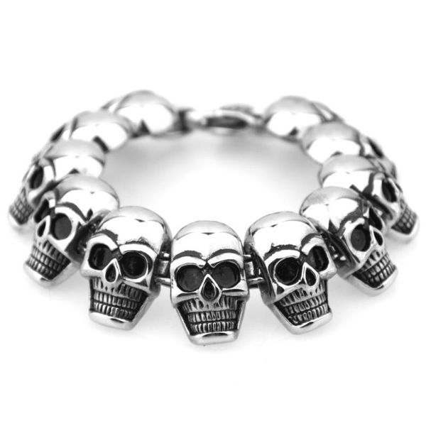 link, chain hip hop stainless steel men's skeleton bracelets big huge heavy solid ghost bangle motorcycle biker punk jewerly, Black
link, chain hip hop stainless steel men's skeleton bracelets big huge heavy solid ghost bangle motorcycle biker punk jewerly, Black