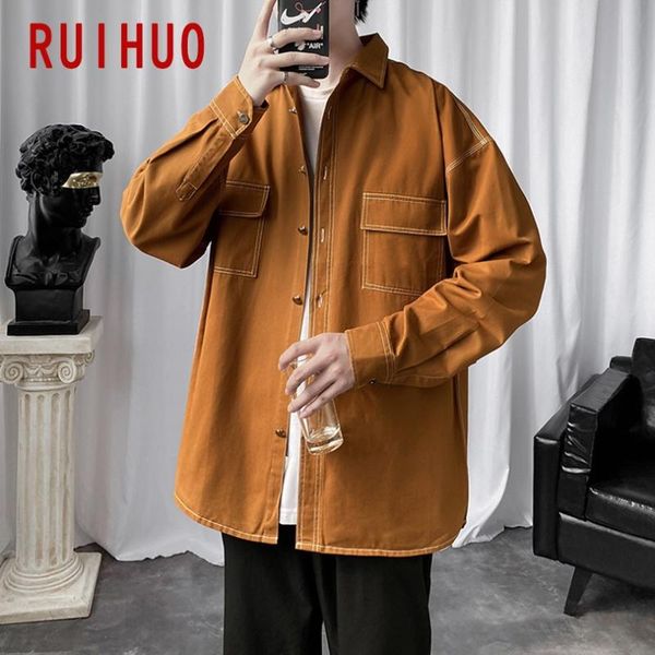 ruihuo safari style solid shirts for men korean fashion clothing men shirt long sleeve mens shirts casual slim fit 2021 -4xl, White;black
ruihuo safari style solid shirts for men korean fashion clothing men shirt long sleeve mens shirts casual slim fit 2021 -4xl, White;black