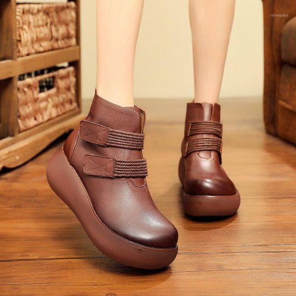 women's genuine leather ankle boots for women autumn new female soft thick bottom platform shoes retro simple casual botas mujer1, Black
women's genuine leather ankle boots for women autumn new female soft thick bottom platform shoes retro simple casual botas mujer1, Black