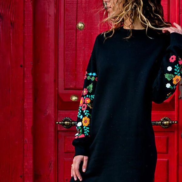 womens sweatshirt dress fashion autumn winter casual long sleeve floral embroidery solid casual ladies sweatshirt dresses new, Black;gray
womens sweatshirt dress fashion autumn winter casual long sleeve floral embroidery solid casual ladies sweatshirt dresses new, Black;gray