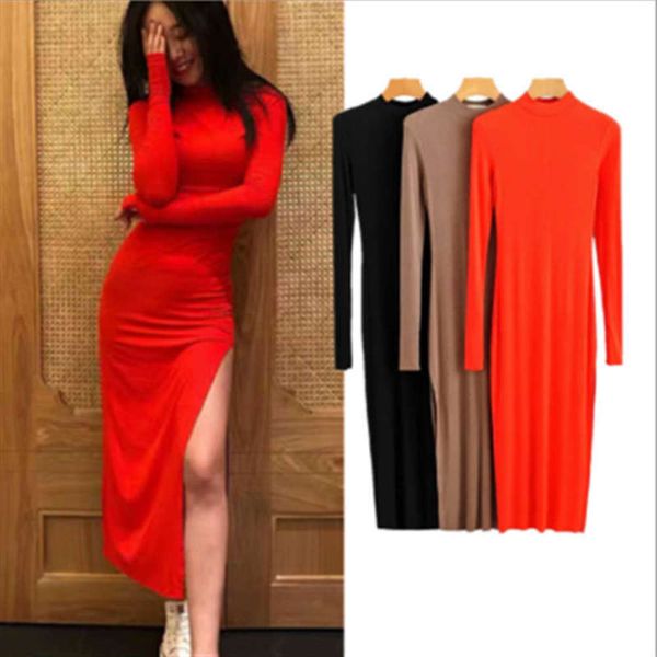 slim dress spring fitting 2020 women's long sleeve open fingered buttock half high neck knitted skirt, Black;gray
slim dress spring fitting 2020 women's long sleeve open fingered buttock half high neck knitted skirt, Black;gray