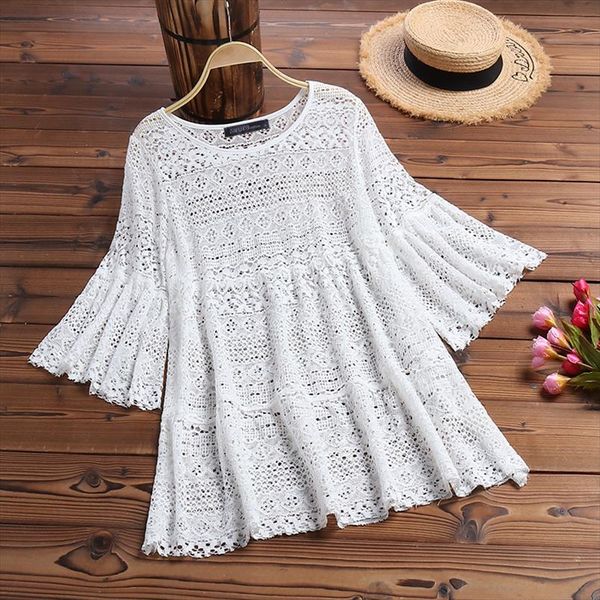 women lace blouse bohemian patchwork summer 2020 zanzea stylish 3 4 flare sleeve shirts female blusas femininas woman tunic, White
women lace blouse bohemian patchwork summer 2020 zanzea stylish 3 4 flare sleeve shirts female blusas femininas woman tunic, White