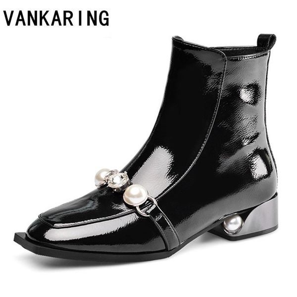 brand fashion pantent leather ankle boots women thick mid heel zipper boots square toe autumn winter woman black shoes plus size
brand fashion pantent leather ankle boots women thick mid heel zipper boots square toe autumn winter woman black shoes plus size