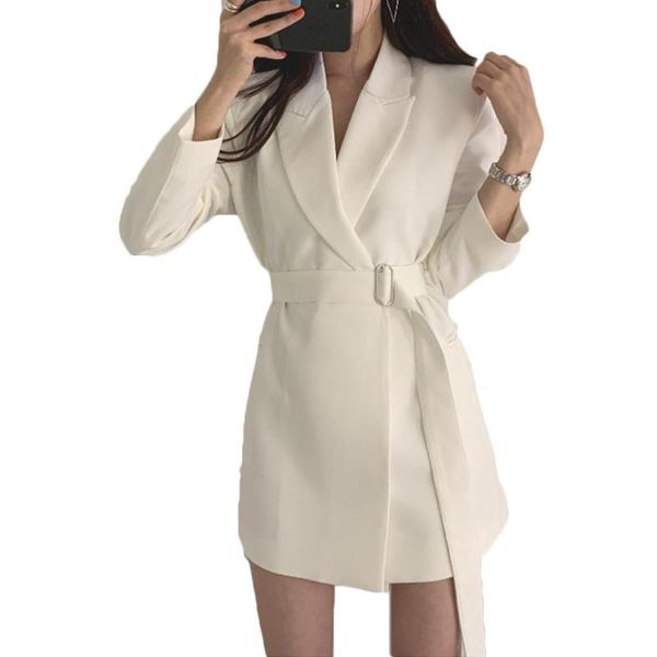 women autumn casual elegant v neck office ladies solid color long sleeve belted slim blazer dress jacket suit plus size female, White;black
women autumn casual elegant v neck office ladies solid color long sleeve belted slim blazer dress jacket suit plus size female, White;black