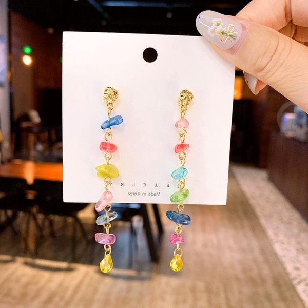 korean new design fashion jewelry color irregular resin imitation stone stitching earrings long tassel earrings for women gift, Silver
korean new design fashion jewelry color irregular resin imitation stone stitching earrings long tassel earrings for women gift, Silver