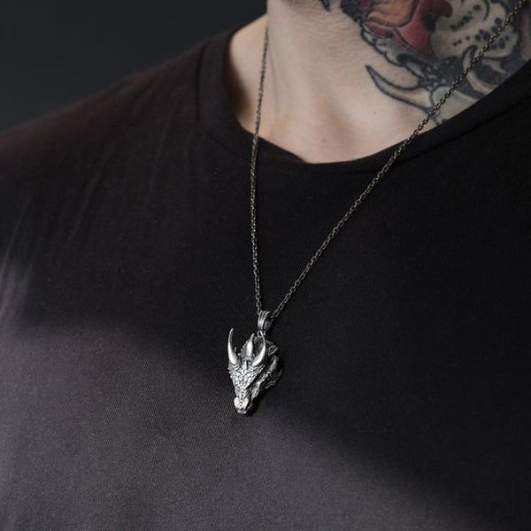 hip pure tin domineering head pendant men's necklace hop ins fashionable sweater chain, Silver
hip pure tin domineering head pendant men's necklace hop ins fashionable sweater chain, Silver