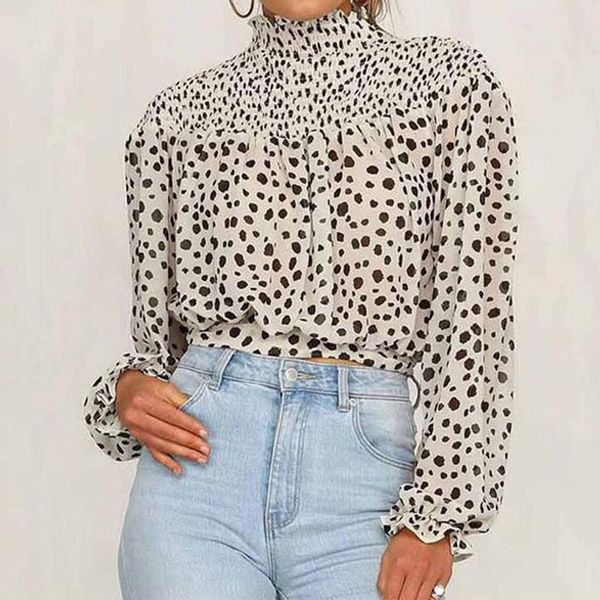 autumn polka dot women's blouse elastic turtleneck lace up butterfly long sleeve short female blouses 2020 fashion ladies top, White
autumn polka dot women's blouse elastic turtleneck lace up butterfly long sleeve short female blouses 2020 fashion ladies top, White
