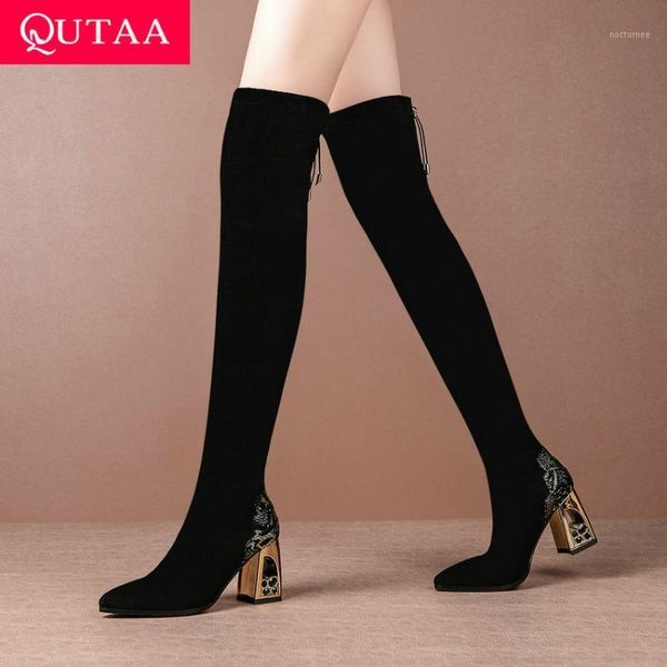 qutaa 2021 stretch flock over the knee boots pointed toe autumn winter women shoes fashion square high heel long boots size34-421, Black
qutaa 2021 stretch flock over the knee boots pointed toe autumn winter women shoes fashion square high heel long boots size34-421, Black