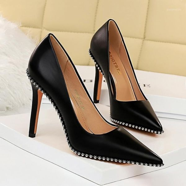 dress shoes european and american fashion nightclub was thin high heel women's fine shallow mouth pointed rivet si1, Black
dress shoes european and american fashion nightclub was thin high heel women's fine shallow mouth pointed rivet si1, Black