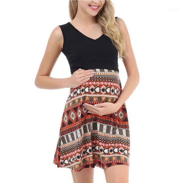 women's dress maternity nursing pregnanty v-neck sleeveless splicing print dress summer maternidad pregnant clothes1, White
women's dress maternity nursing pregnanty v-neck sleeveless splicing print dress summer maternidad pregnant clothes1, White