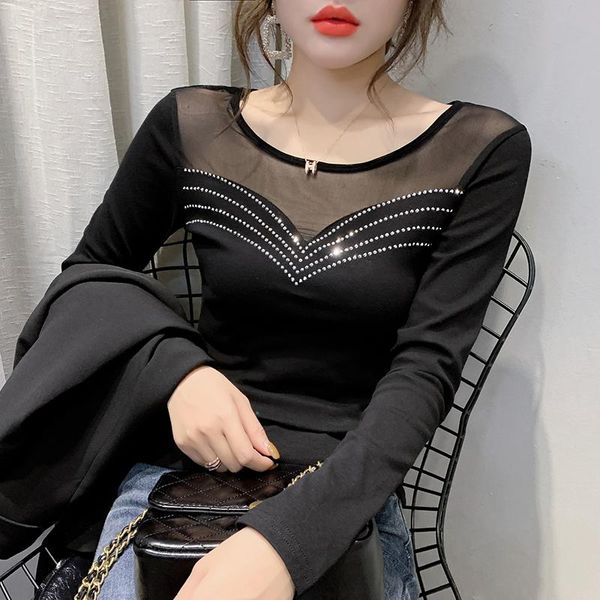 women's t-shirt t-shirts female rhinestone net yarn long sleeve punk rock autumn diamond woman tees vetement femme t shirt, White
women's t-shirt t-shirts female rhinestone net yarn long sleeve punk rock autumn diamond woman tees vetement femme t shirt, White