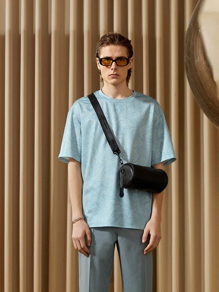 men marble print drop shoulder tee without bag n9um#, White;black 
men marble print drop shoulder tee without bag n9um#, White;black
