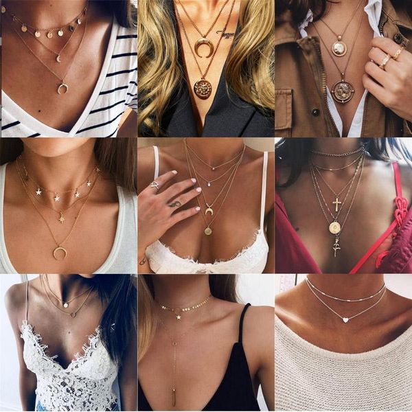 pendant necklaces modyle bohemian moon star crystal heart cross choker necklace for women gold color vintage multilayer jewelry, Silver
pendant necklaces modyle bohemian moon star crystal heart cross choker necklace for women gold color vintage multilayer jewelry, Silver