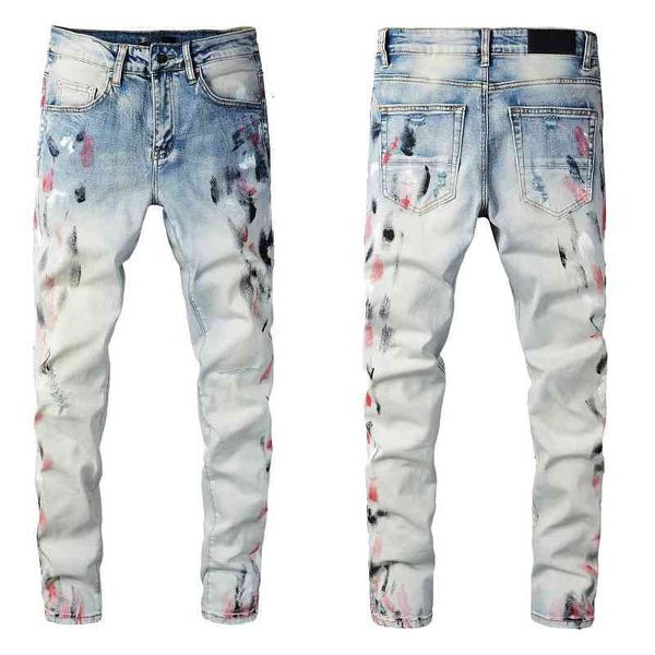 quality men skinny jeans ripped holes motorcycle biker patch splice fashion hip hop famous printing denim pants, Blue
quality men skinny jeans ripped holes motorcycle biker patch splice fashion hip hop famous printing denim pants, Blue