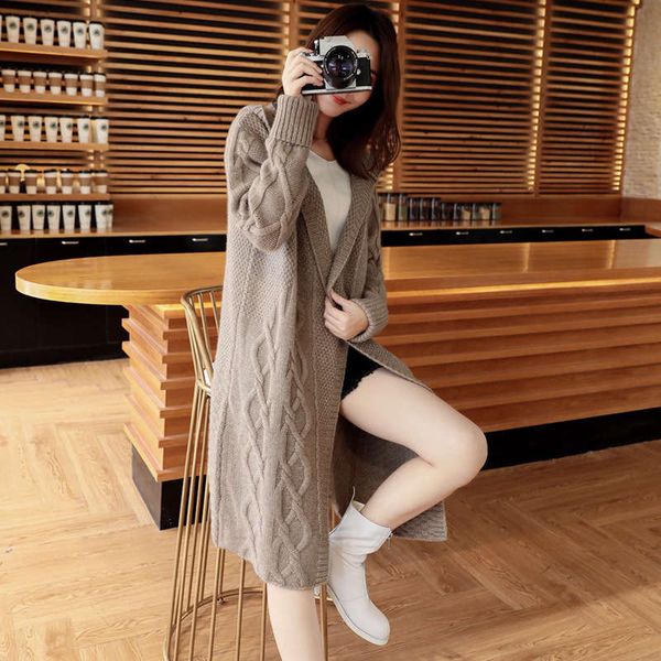vipfall / winter 2019 medium length cardigan women's over knee thickened hooded knitted sweater outerwear, White;black
vipfall / winter 2019 medium length cardigan women's over knee thickened hooded knitted sweater outerwear, White;black