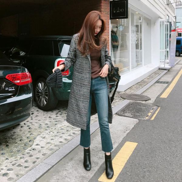 vintage plaid jacket trellises wool coat autumn long fine lapel women fashion new women's clothes dpku, Black
vintage plaid jacket trellises wool coat autumn long fine lapel women fashion new women's clothes dpku, Black