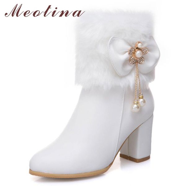 meotina autumn ankle boots women pearl fur thick high heel short boots bow zipper pointed toe shoes lady winter large size 33-46, Black
meotina autumn ankle boots women pearl fur thick high heel short boots bow zipper pointed toe shoes lady winter large size 33-46, Black