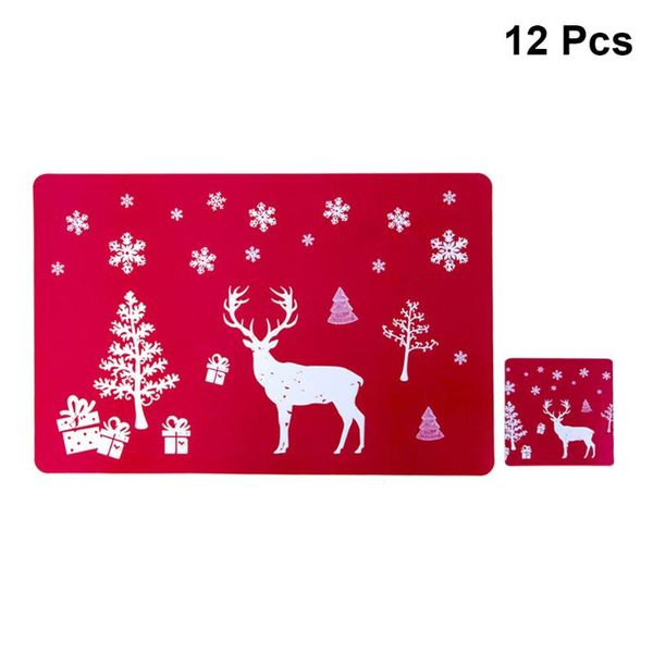 12pcs christmas table mats set pvc printing placemats and coasters heat-resistant mat for home restaurant (red deer
12pcs christmas table mats set pvc printing placemats and coasters heat-resistant mat for home restaurant (red deer