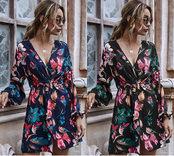 street fashion dress autumn new women's floral printing dresses v neck long sleeve lady and girl's casual dresses, Black;gray
street fashion dress autumn new women's floral printing dresses v neck long sleeve lady and girl's casual dresses, Black;gray