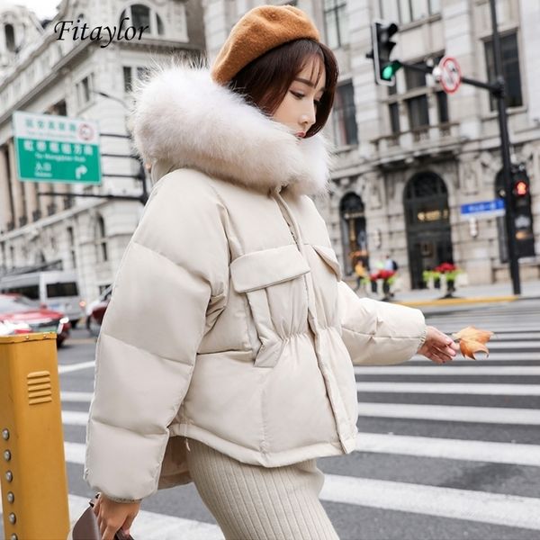 fitaylor winter warm 90% white duck down parka women large real raccoon fur collar hooded short jacket coat loose down outwear 201102, Black
fitaylor winter warm 90% white duck down parka women large real raccoon fur collar hooded short jacket coat loose down outwear 201102, Black