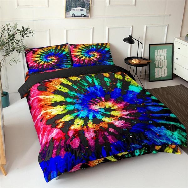 bedding sets tie-dyed spiral set microfiber textile single and double king-size