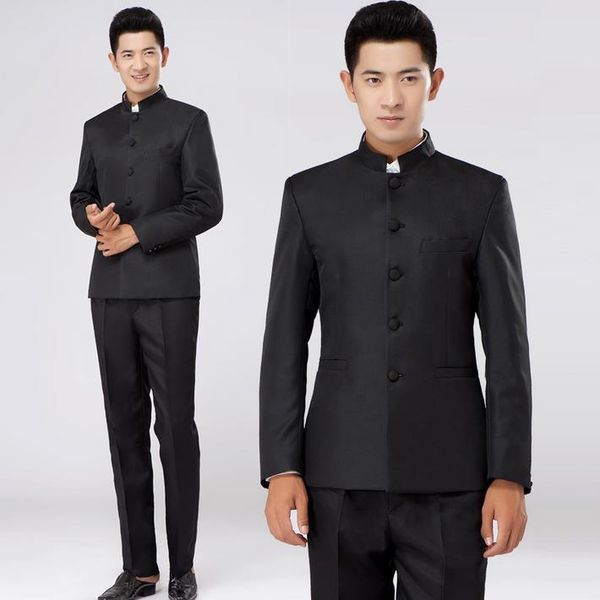 men's suits & blazers black 2021 arrival singer slim men chinese tunic suit set with pants mens wedding groom dress + pant, White;black
men's suits & blazers black 2021 arrival singer slim men chinese tunic suit set with pants mens wedding groom dress + pant, White;black