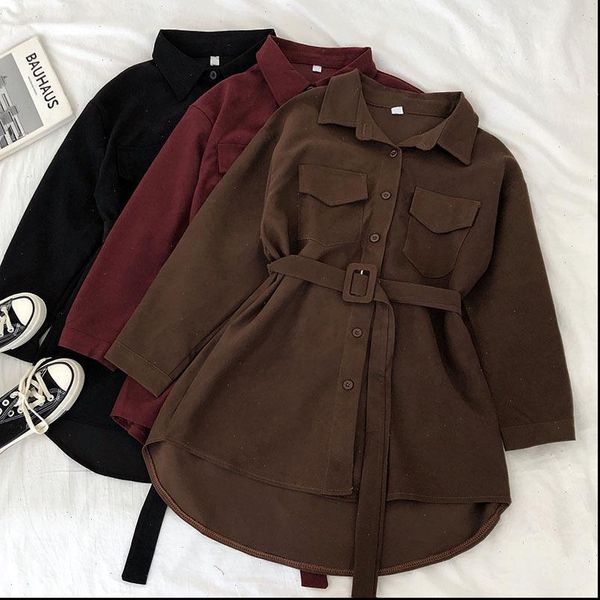 corduroy long sleeve dress women solid buttons pockets turn down collar simple elegant sashes all match womens vintage harajuku, Black;gray
corduroy long sleeve dress women solid buttons pockets turn down collar simple elegant sashes all match womens vintage harajuku, Black;gray