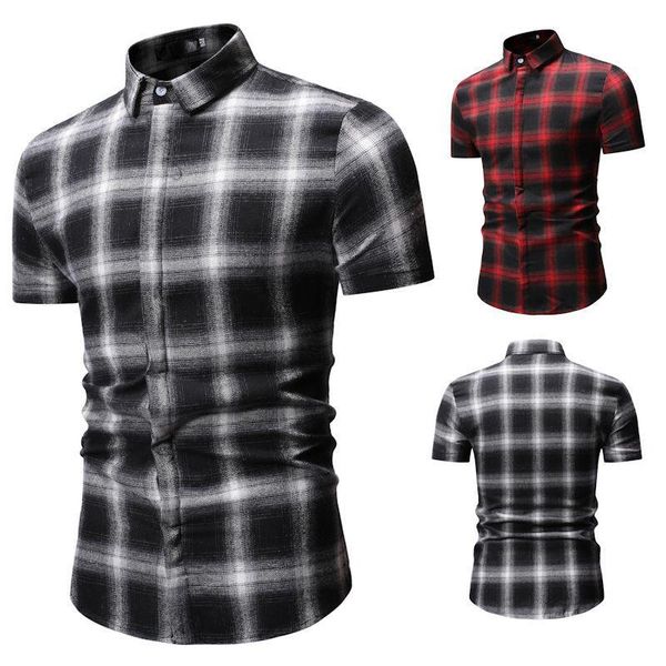 men's casual shirts lattice mens short sleeve white red summer camisa masculina check design plaid shirt dress turn-down collar, White;black
men's casual shirts lattice mens short sleeve white red summer camisa masculina check design plaid shirt dress turn-down collar, White;black