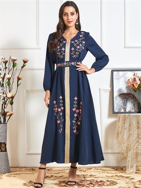 maxi dress for women fall 2021 elegant blue ethnic floral embroidery loose plus size long sleeve belted arabic clothes, Black;gray
maxi dress for women fall 2021 elegant blue ethnic floral embroidery loose plus size long sleeve belted arabic clothes, Black;gray