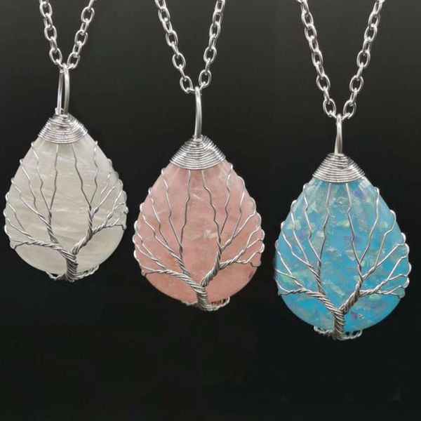 pendant necklaces fashion handmade tree of life copper wire wrapped necklace blue resin water drop healing crystal for women men, Silver
pendant necklaces fashion handmade tree of life copper wire wrapped necklace blue resin water drop healing crystal for women men, Silver