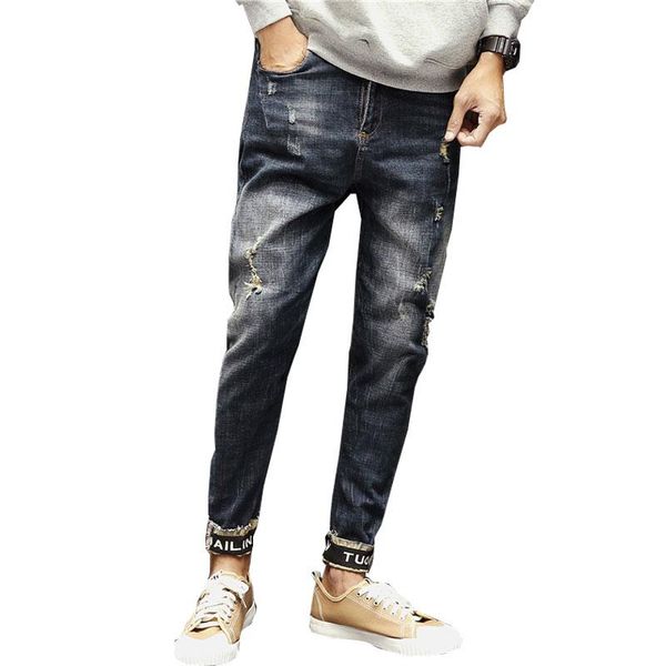 2020 spring new fashion patch hole distressed jeans mens slim straight jeans designer washed full lenght sale, Blue
2020 spring new fashion patch hole distressed jeans mens slim straight jeans designer washed full lenght sale, Blue