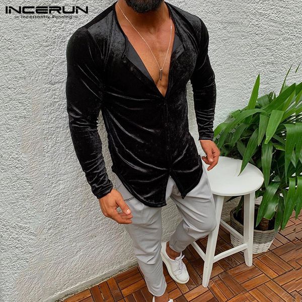 incerun stylish men shirt solid 2020 long sleeve button velvets blouse brand camisa fitness streetwear business casual shirt men c1210, White;black
incerun stylish men shirt solid 2020 long sleeve button velvets blouse brand camisa fitness streetwear business casual shirt men c1210, White;black