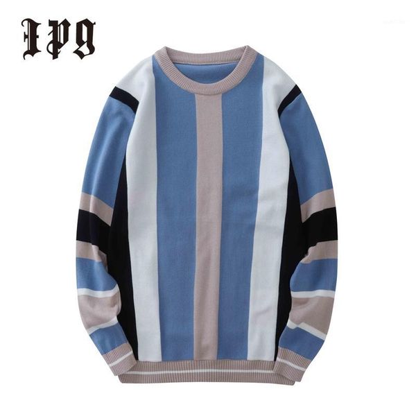 ipg 2020 fashion mens pullover sweaters multi-color stitching casual man striped knitted sweater england style cool for men1, White;black
ipg 2020 fashion mens pullover sweaters multi-color stitching casual man striped knitted sweater england style cool for men1, White;black