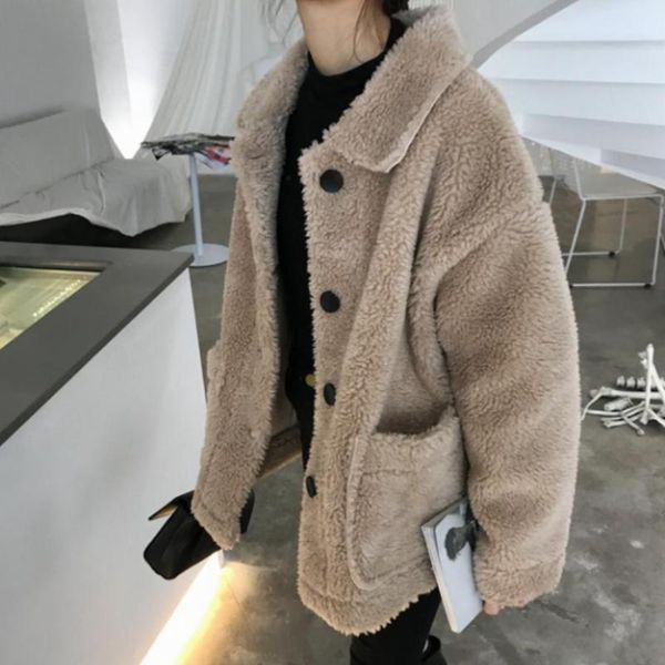 women's fur & faux winter jacket lamb coat fake long sleeve thicken warm female single breasted slim outwear l1663, Black
women's fur & faux winter jacket lamb coat fake long sleeve thicken warm female single breasted slim outwear l1663, Black