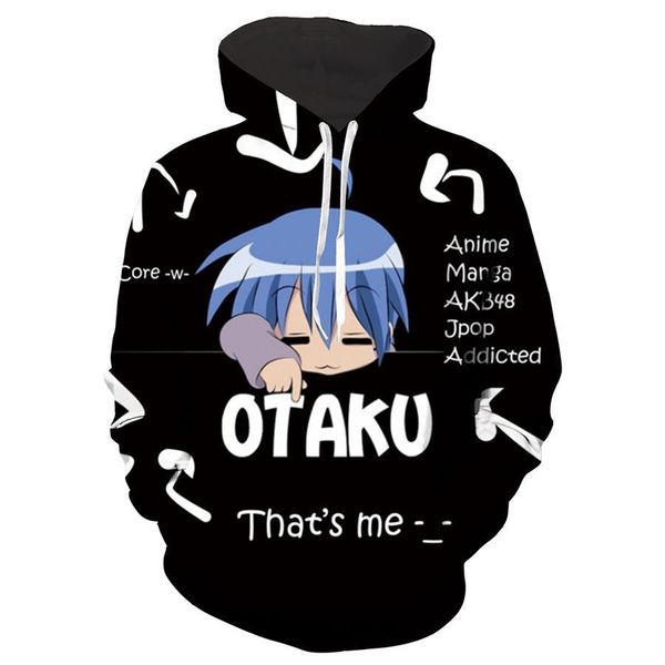 lucky star otaku толстовка топы 3d печатные мужчины женщины негабаритный хип-хмель японские аниме улица harajuku пара толстовка, Black
lucky star otaku толстовка топы 3d печатные мужчины женщины негабаритный хип-хмель японские аниме улица harajuku пара толстовка, Black