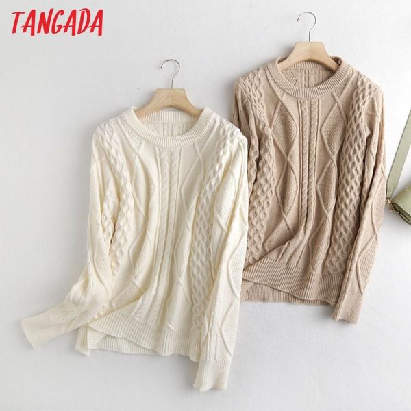 tangada women 2020 fashion white twist oversized knitted sweater vintage long sleeve female pullovers chic bc15, White;black
tangada women 2020 fashion white twist oversized knitted sweater vintage long sleeve female pullovers chic bc15, White;black