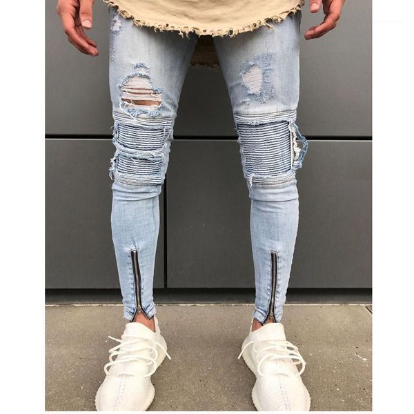 fashion 2020 spring autumn casual locomotive pleated ripped hole leg biker fold zipper jeans masculina streetwear pencil pants1, Blue
fashion 2020 spring autumn casual locomotive pleated ripped hole leg biker fold zipper jeans masculina streetwear pencil pants1, Blue