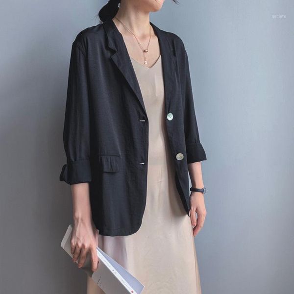 2021 new women summer blazer style thin coat turn down collar women vintage chiffon coat 1, White;black
2021 new women summer blazer style thin coat turn down collar women vintage chiffon coat 1, White;black