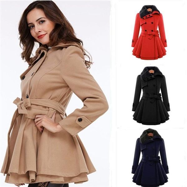 woman coat winter belt fur turndown collar trench coats women ruffle hem overcoat casual double-breasted female woolen coat#y, Black
woman coat winter belt fur turndown collar trench coats women ruffle hem overcoat casual double-breasted female woolen coat#y, Black