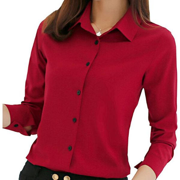 women blouse office shirt summer autumn long sleeve white pink red navy work wear korean formal female clothing 
women blouse office shirt summer autumn long sleeve white pink red navy work wear korean formal female clothing