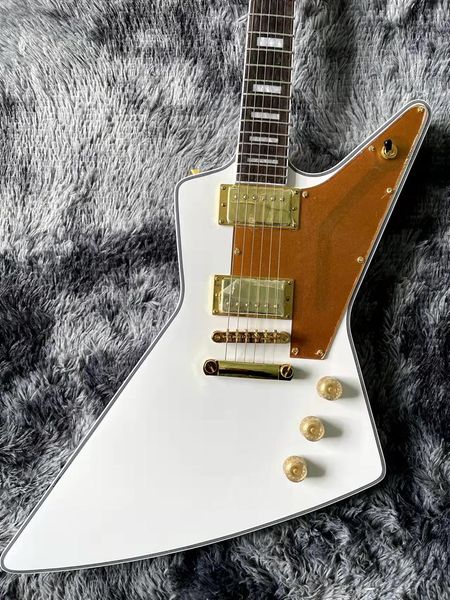 custom irregular special-shaped electric guitar with white veneer yellow guard board
custom irregular special-shaped electric guitar with white veneer yellow guard board