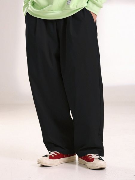 men solid wide leg pants s6wb#, Black
