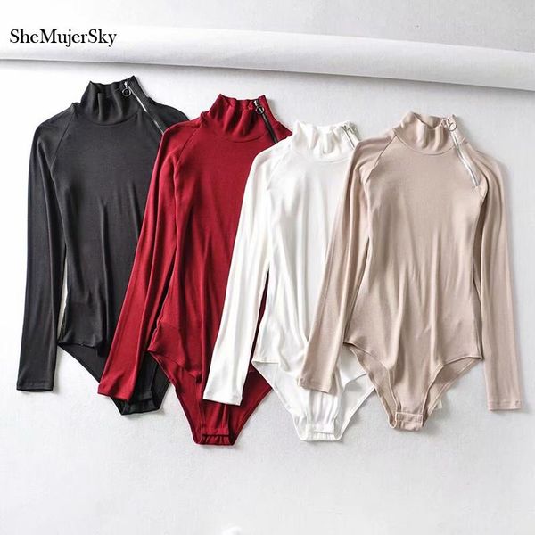 women's jumpsuits & rompers shemujersky women solid color turtleneck bodysuits 2021 white shoulder zipper long sleeve jumpsuit elastic, Black;white
women's jumpsuits & rompers shemujersky women solid color turtleneck bodysuits 2021 white shoulder zipper long sleeve jumpsuit elastic, Black;white