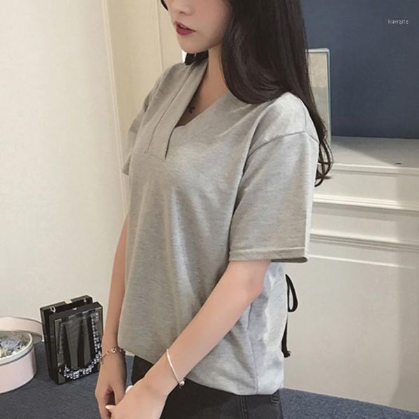 2020 spring summer women t-shirt black v-neck short sleeve female tee slim backless t-shirt casual solid lady tshirt 1, White
2020 spring summer women t-shirt black v-neck short sleeve female tee slim backless t-shirt casual solid lady tshirt 1, White
