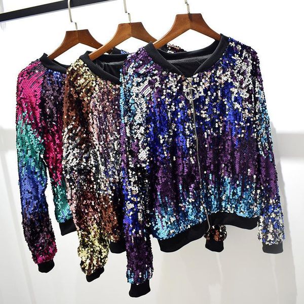 ladies autumn sequin bomber jacket casual long sleeve front zip up casual coat with ribbed cuffs party festival costumes, Black;brown
ladies autumn sequin bomber jacket casual long sleeve front zip up casual coat with ribbed cuffs party festival costumes, Black;brown