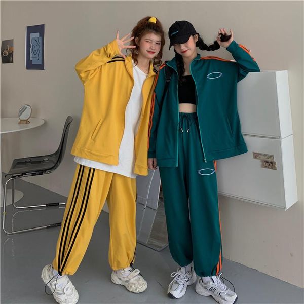 women's tracksuits autumn korean version of 2021 loose long couples boudoir striped sports long-sleeved jacket female two-piece suit, Gray
women's tracksuits autumn korean version of 2021 loose long couples boudoir striped sports long-sleeved jacket female two-piece suit, Gray