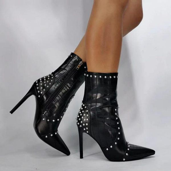boots punk style rivets studs black stone leather woman ankle thin high heels pointed toe zipper spring motorcycle1
boots punk style rivets studs black stone leather woman ankle thin high heels pointed toe zipper spring motorcycle1